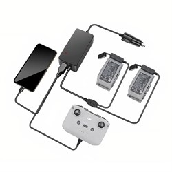 Автомобильное зарядное устройство для 2 аккумуляторов и пульта DJI Mavic Air 2 / Air 2S повышенной мощности (2 USB) (YX) 37821431