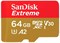 Карта памяти 64Gb SanDisk Extreme microSDXC Class 10 UHS-I U3 V30 A2 223319514